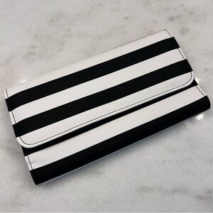 Kut from the Kloth Trifold Slim Envelope Wallet Black and White Stripe